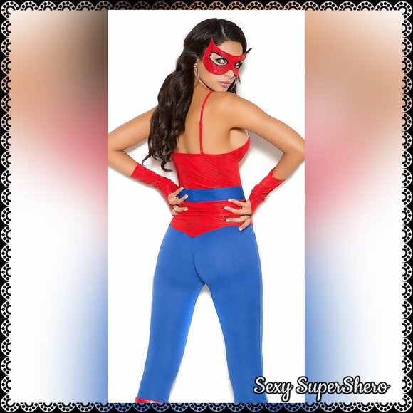 🆕🕸️Sexy Spider Woman Super Hero 5 piece Halloween Costume - Picture 3 of 4